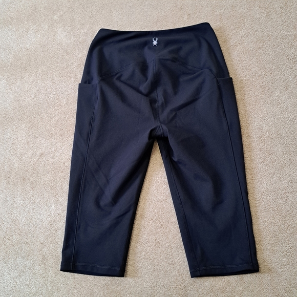 Spyder Active Capri Leggings Women's Size Large Black Stretch With Pockets NWOT - Picture 9 of 11